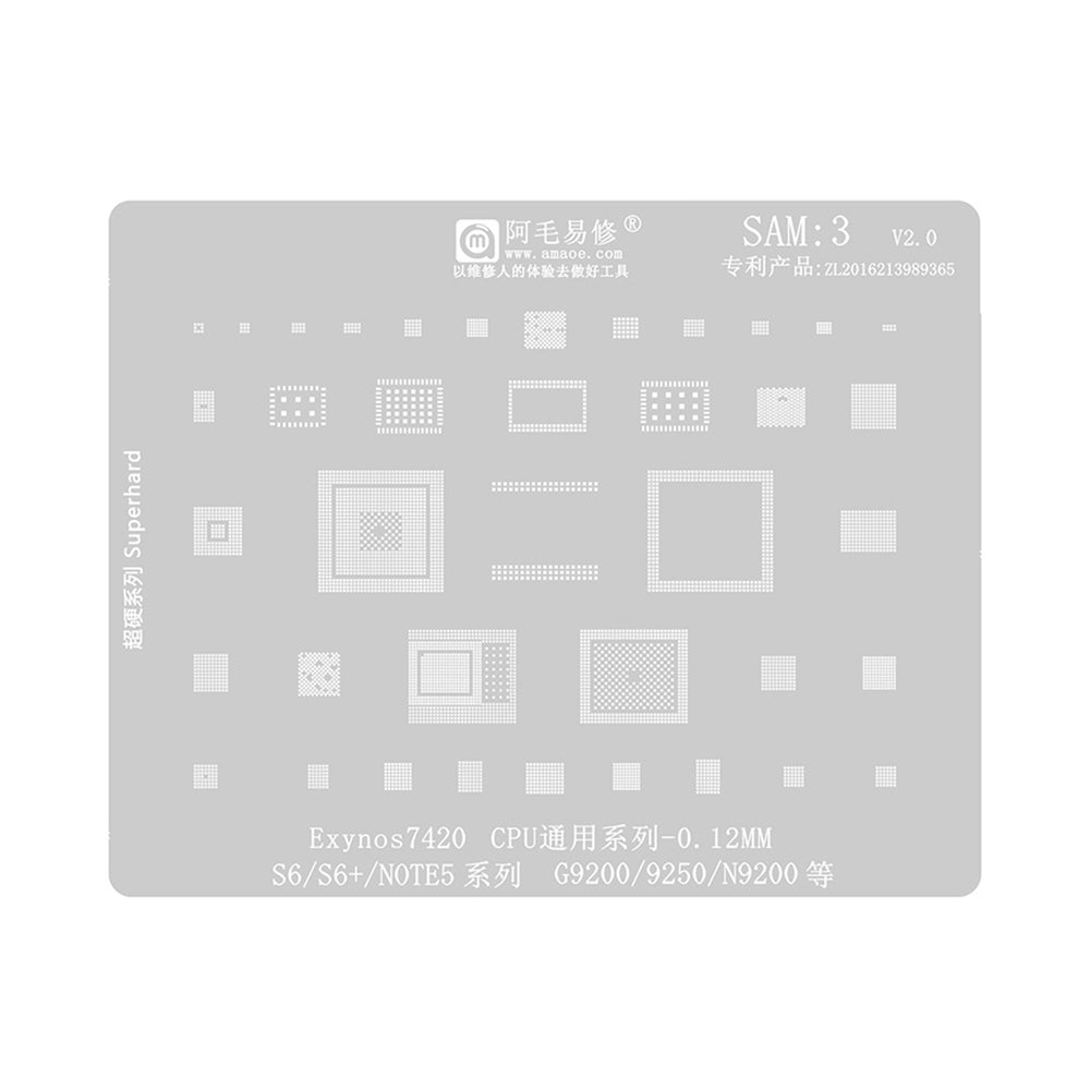 AMAOE BGA Reballing Stencil With CPU Position SAM3 for Samsung Galaxy S6 / Note 5
