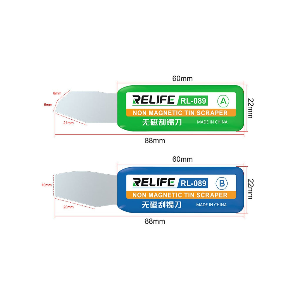 RELIFE RL-089 Multi-slope Non-magnetic Tin Scraper Set for Motherboard / CPU / IC