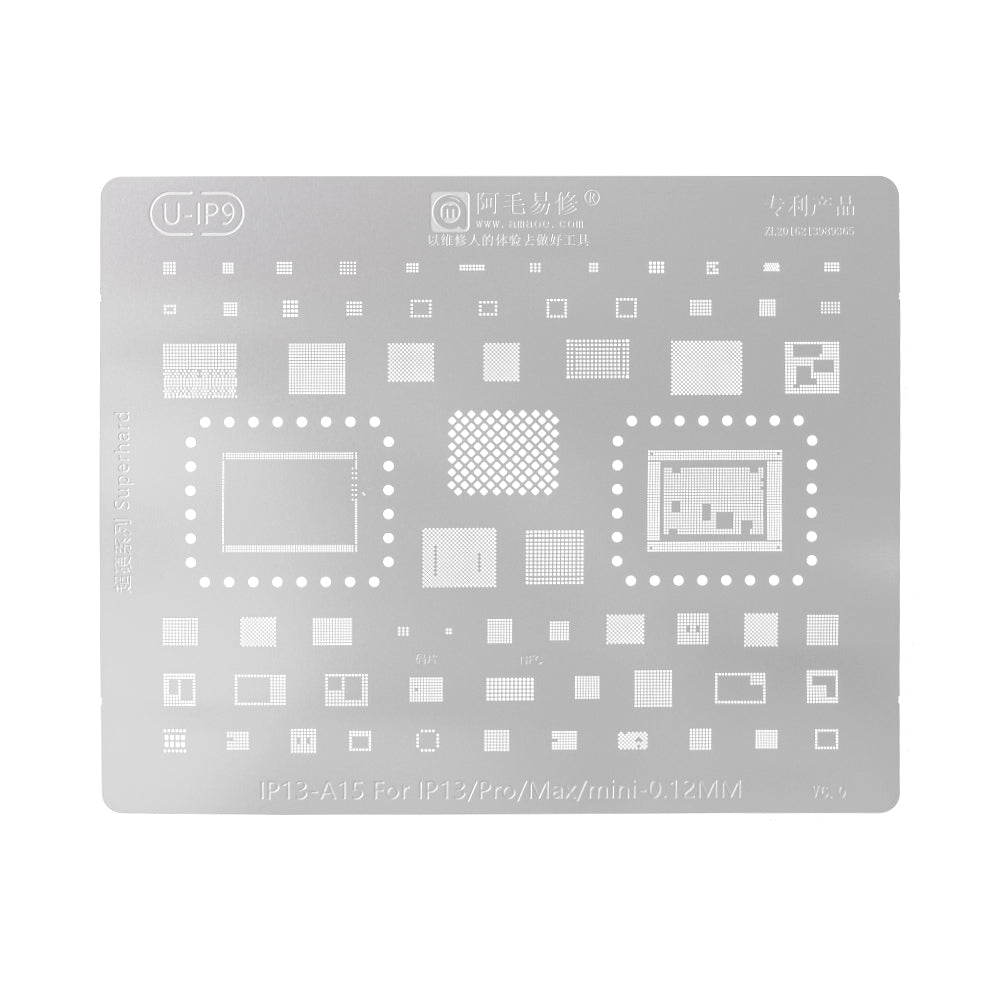 AMAOE BGA Reballing Stencil With CPU Position for iPhone 13 / 13 mini / 13 Pro / 13 Pro Max-A15