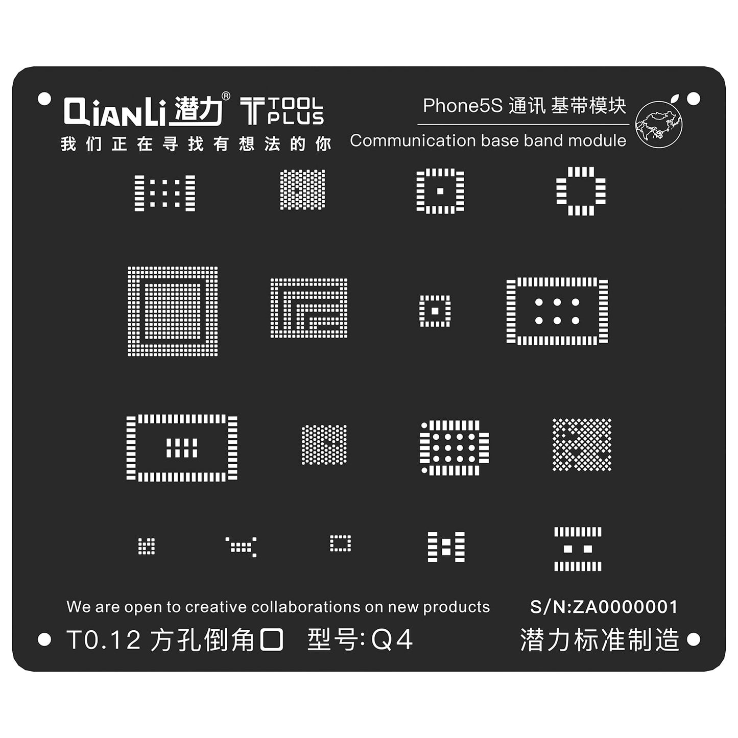Qianli Toolplus Communication Base Band BGA Reballing Black Stencil