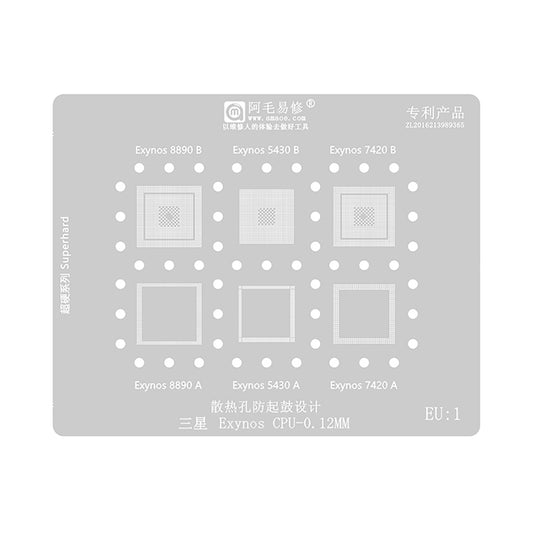 AMAOE BGA Reballing Stencil With CPU Position EU1 for Samsung Exynos