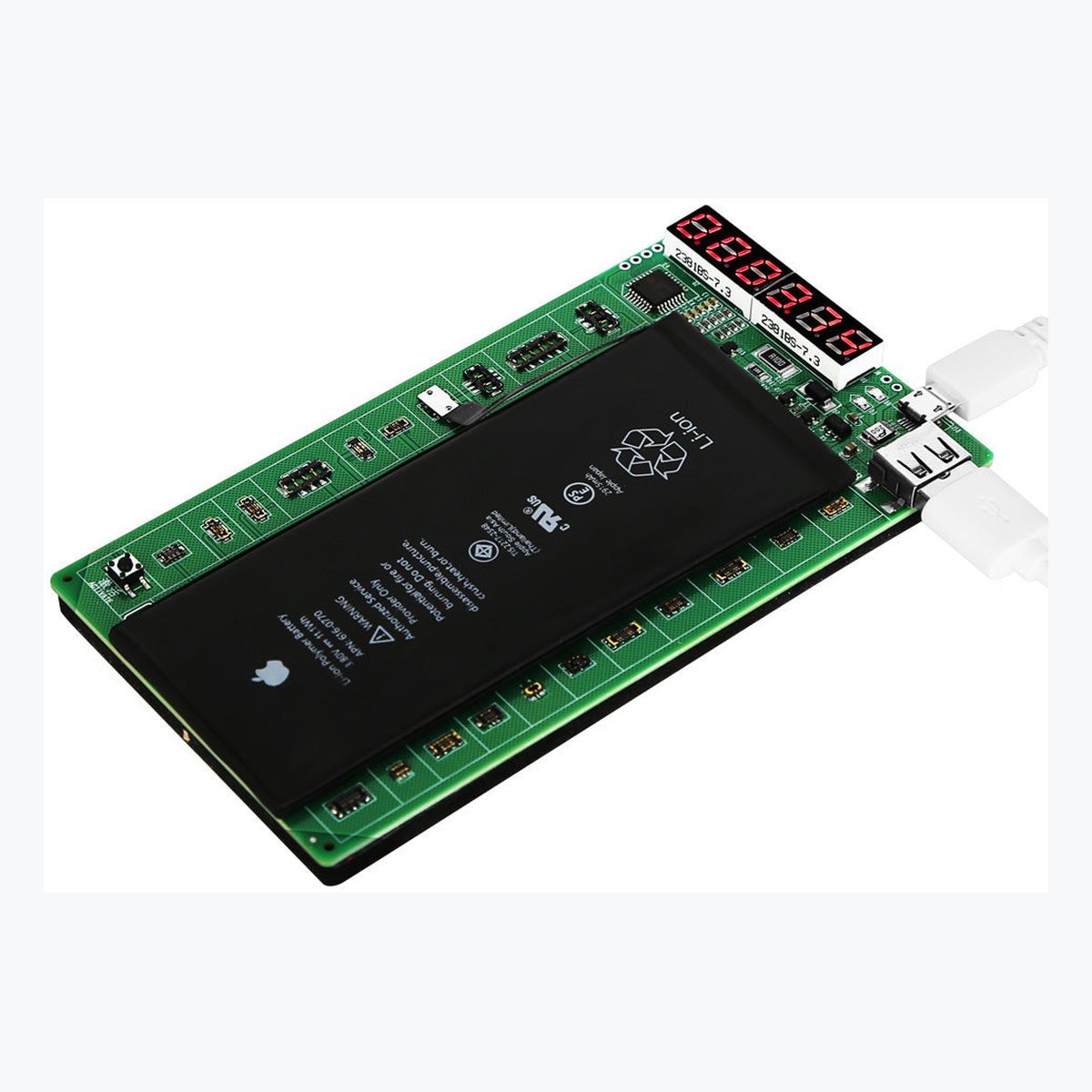 KAISI K-9208 battery activation board charging a phone battery