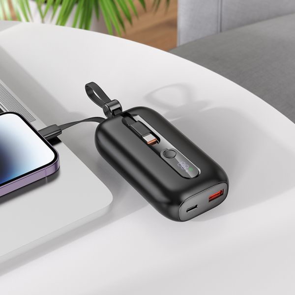 BOROFONE BJ46 Lord 22.5W+PD20W fully compatible power bank with digital display and cable(10000mAh) - Black