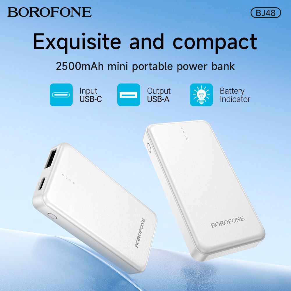 BOROFONE BJ48 mini portable power bank(2500mAh) White