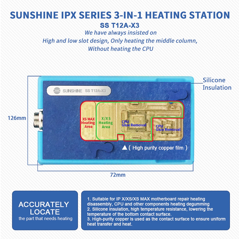 SUNSHINE SS-T12A-X3 Motherboard Heating Station for iPhone X / XS / XS Max