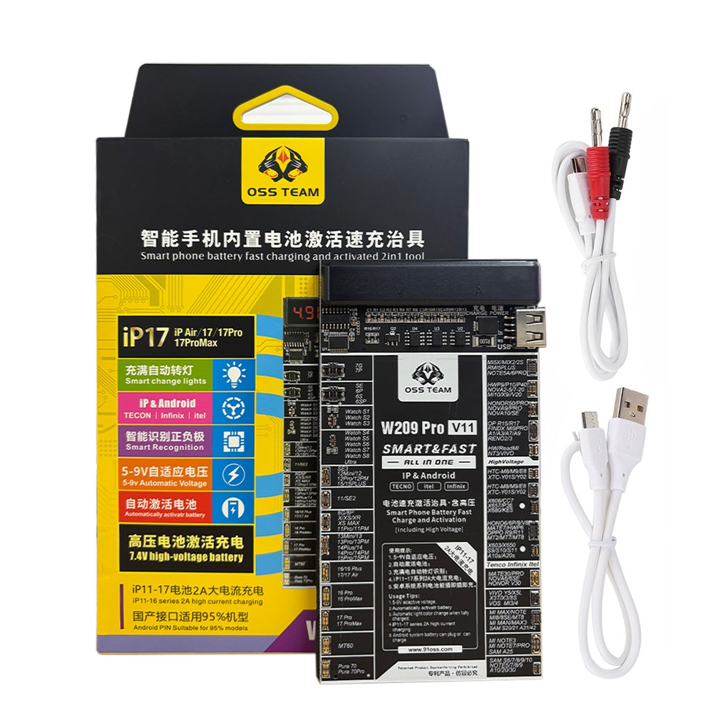 OSS TEAM W209 Pro V11 Battery Fast Charging Activation Board Test Tool for iPhone 6-17 Pro Max