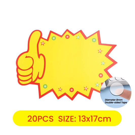 POP Price Tags (14-White Thumb Blank) 13 x 17CM 20PCS/Pack