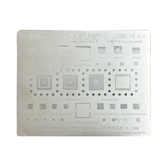 AMAOE BGA Reballing Stencil With CPU Position SAM14 for Samsung Galaxy A10-A70 Series etc