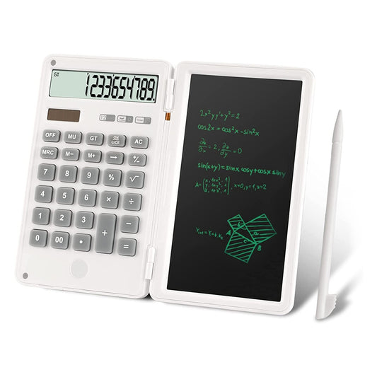 Battery and Solar Calculator with Note Pad-White