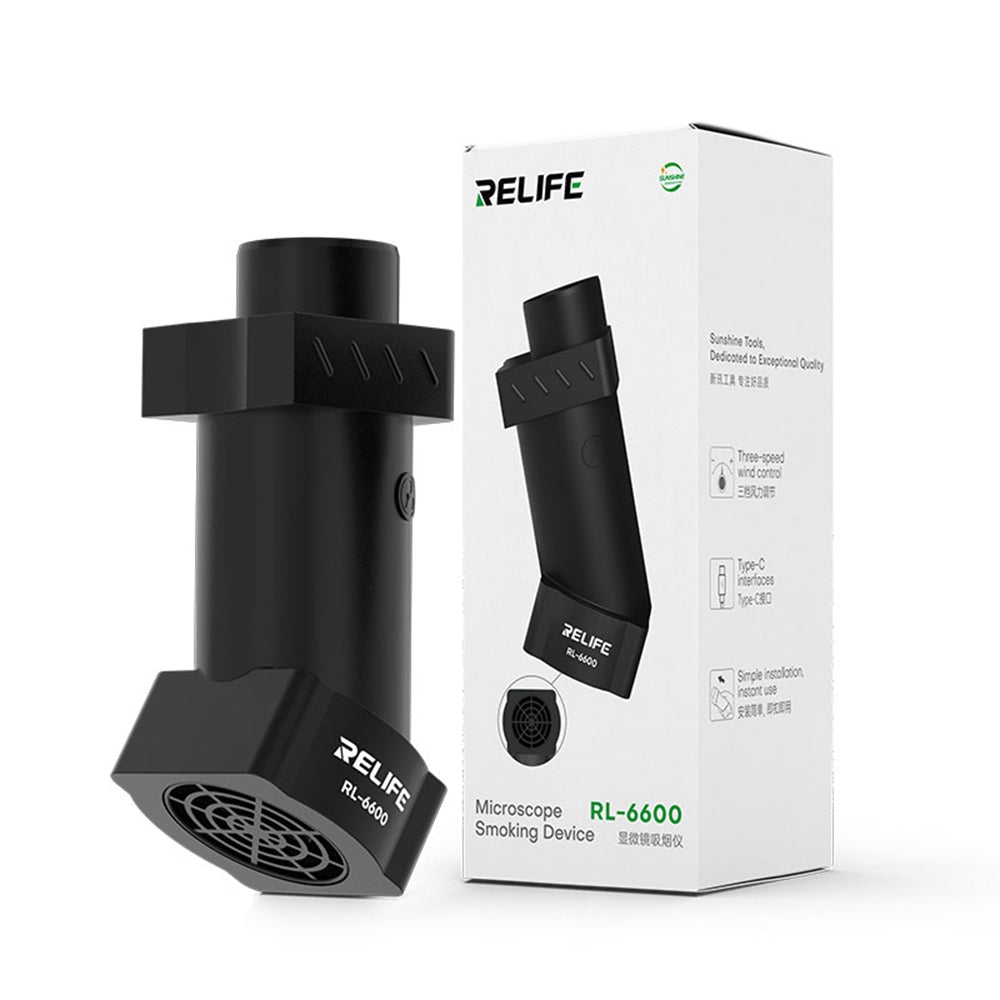 RELIFE RL-6600 Type-C Charging Powerful Microscope Smoke Extractor-Black