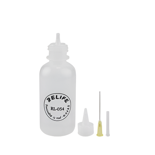 Chai dung môi 50ML RELIFE RL-054 — đầu kim bơm, nhựa cầm tay rỗng