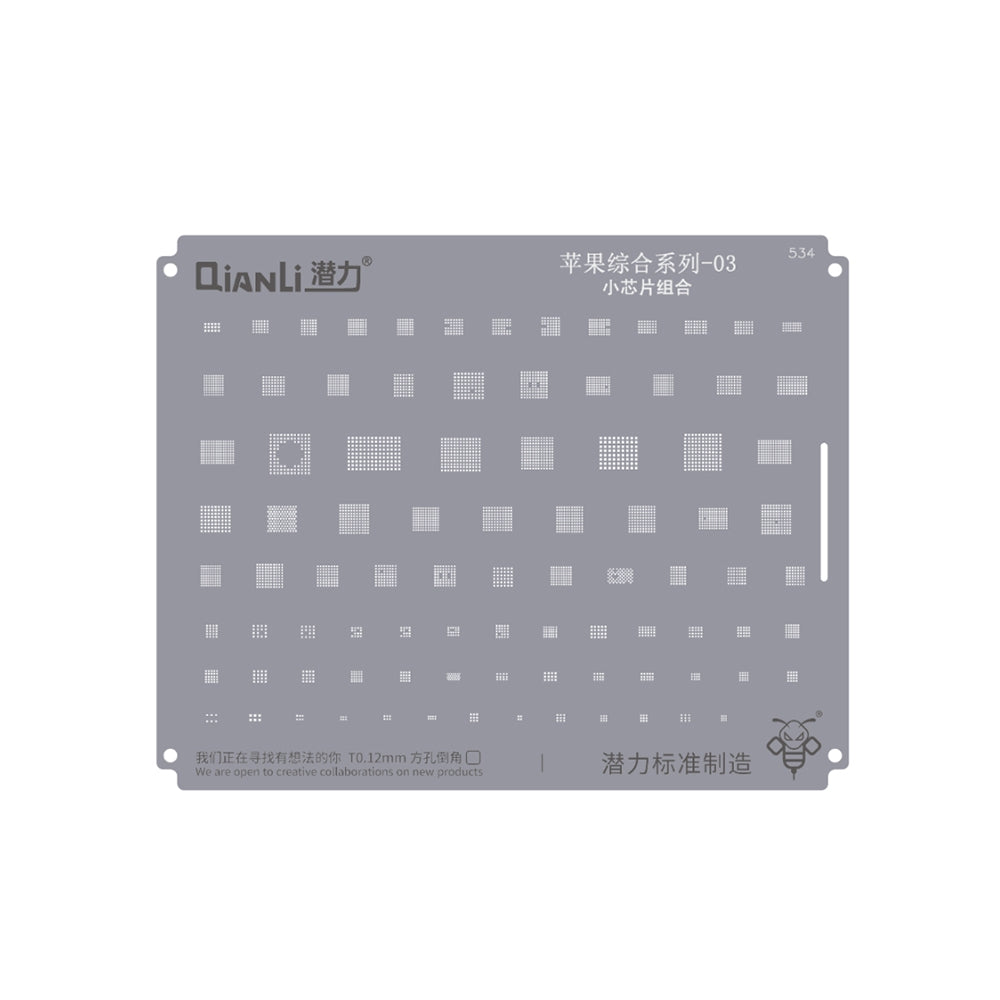 QianLi Bumblebee BGA Reballing Stencil (QS534) for iPhone 6S- iPhone15 Series Chiplet Combinations