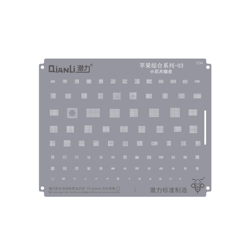 QianLi Bumblebee BGA Reballing Stencil (QS534) for iPhone 6S- iPhone15 Series Chiplet Combinations