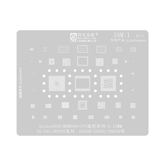 AMAOE BGA Reballing Stencil With CPU Position SAM1 for Samsung Galaxy S8 / S8 Plus / Note8