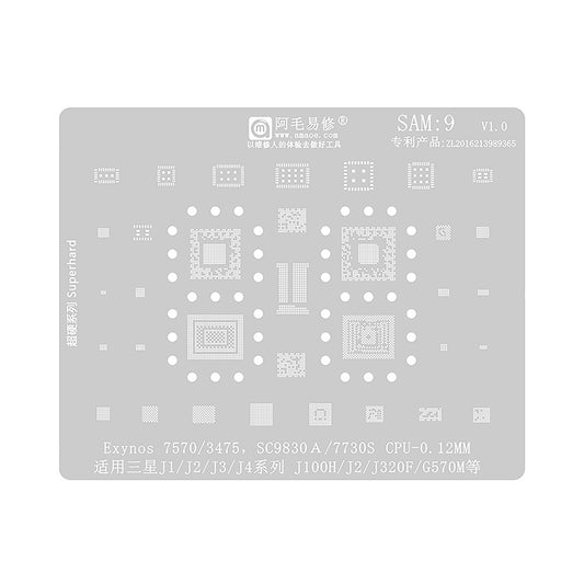 AMAOE BGA Reballing Stencil With CPU Position SAM9 for Samsung Galaxy J1 / J2 / J3 / J4