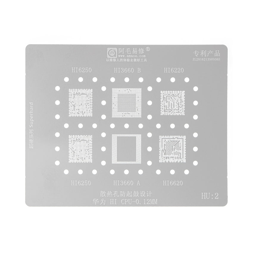 AMAOE BGA Reballing Stencil With CPU Position HU2 for Huawei HiSilicon
