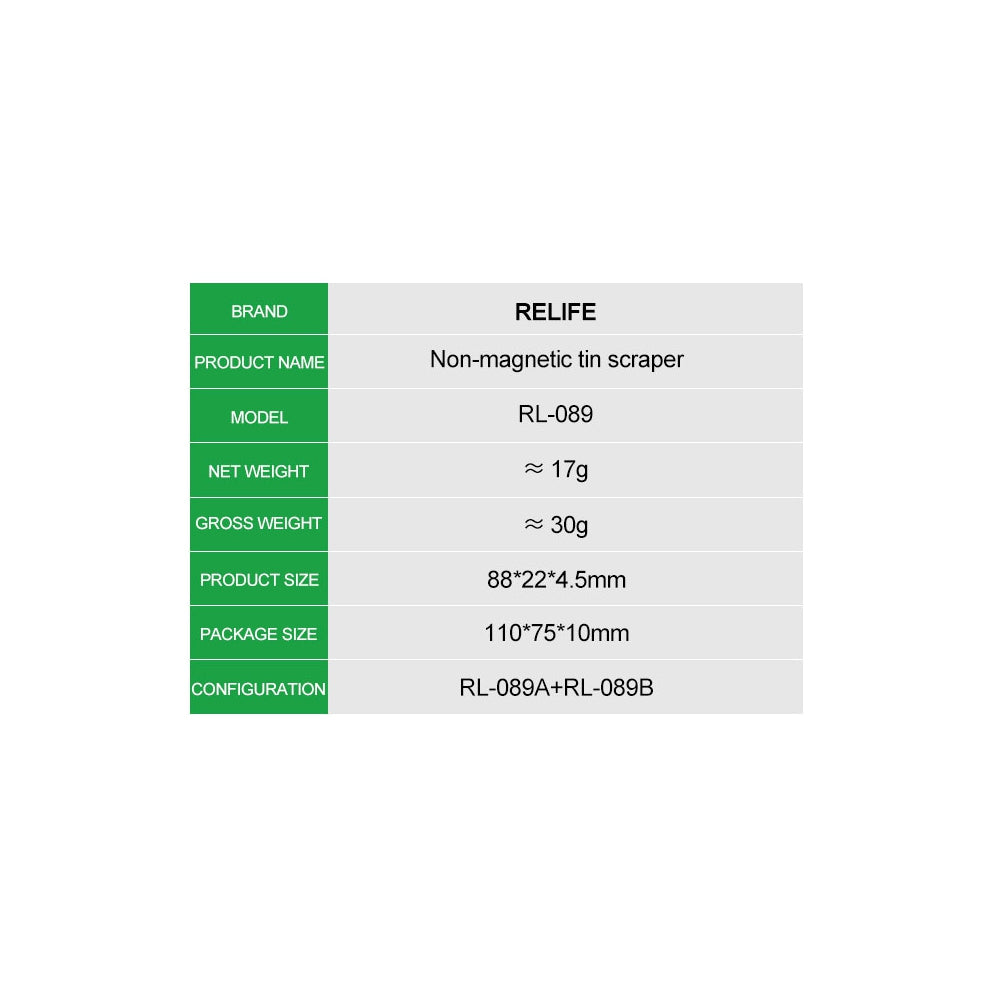 RELIFE RL-089 Multi-slope Non-magnetic Tin Scraper Set for Motherboard / CPU / IC