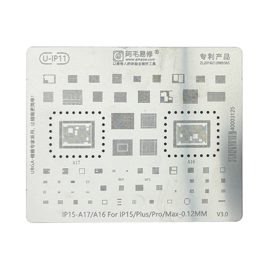 AMAOE BGA Reballing Stencil With CPU Position HU4 for iPhone 15 Series
