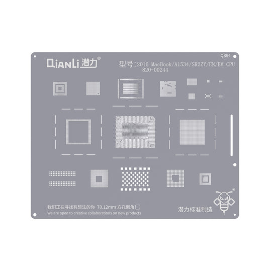 QianLi Bumblebee BGA Reballing Stencil (QS94) for 2016 MacBook / A1534 / SR2ZY / EN / EM CPU 820-00244
