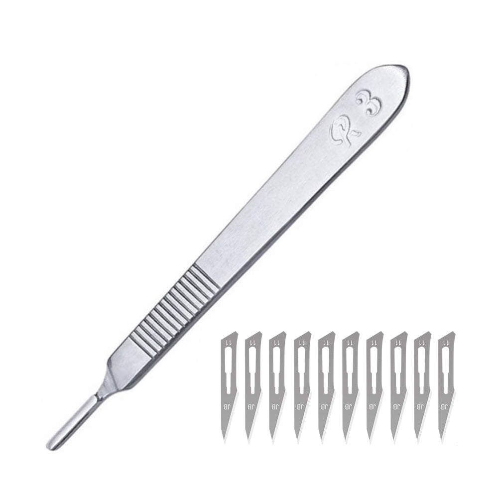 Stainless Steel Surgery Handle +10PCS No.11 Blades