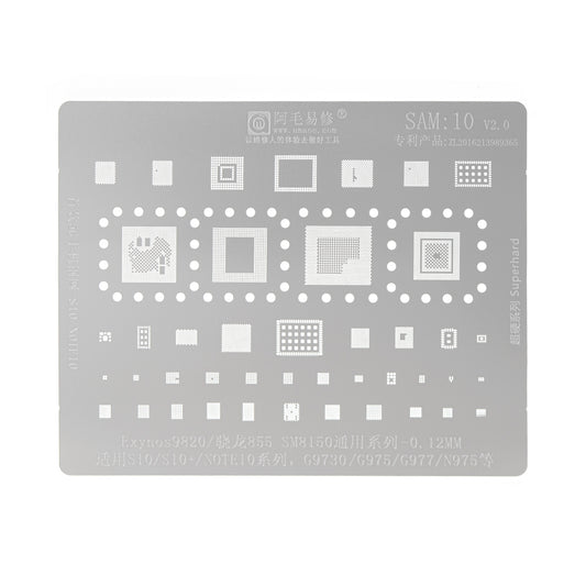 AMAOE BGA Reballing Stencil With CPU Position SAM10 for Samsung Galaxy S10 / S10 Plus / Note 10 Series etc