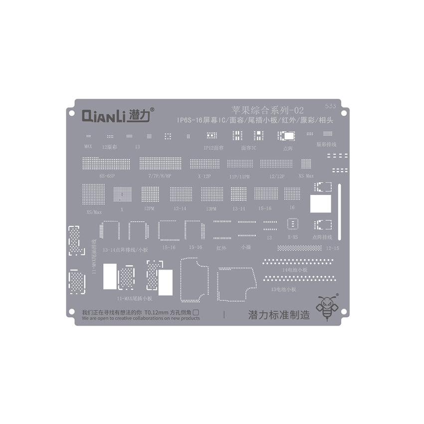 QianLi Bumblebee BGA Reballing Stencil (QS533) for iPhone 6S- iPhone16 Series