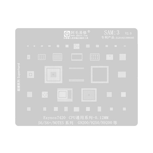 AMAOE BGA Reballing Stencil With CPU Position SAM3 for Samsung Galaxy S6 / Note 5