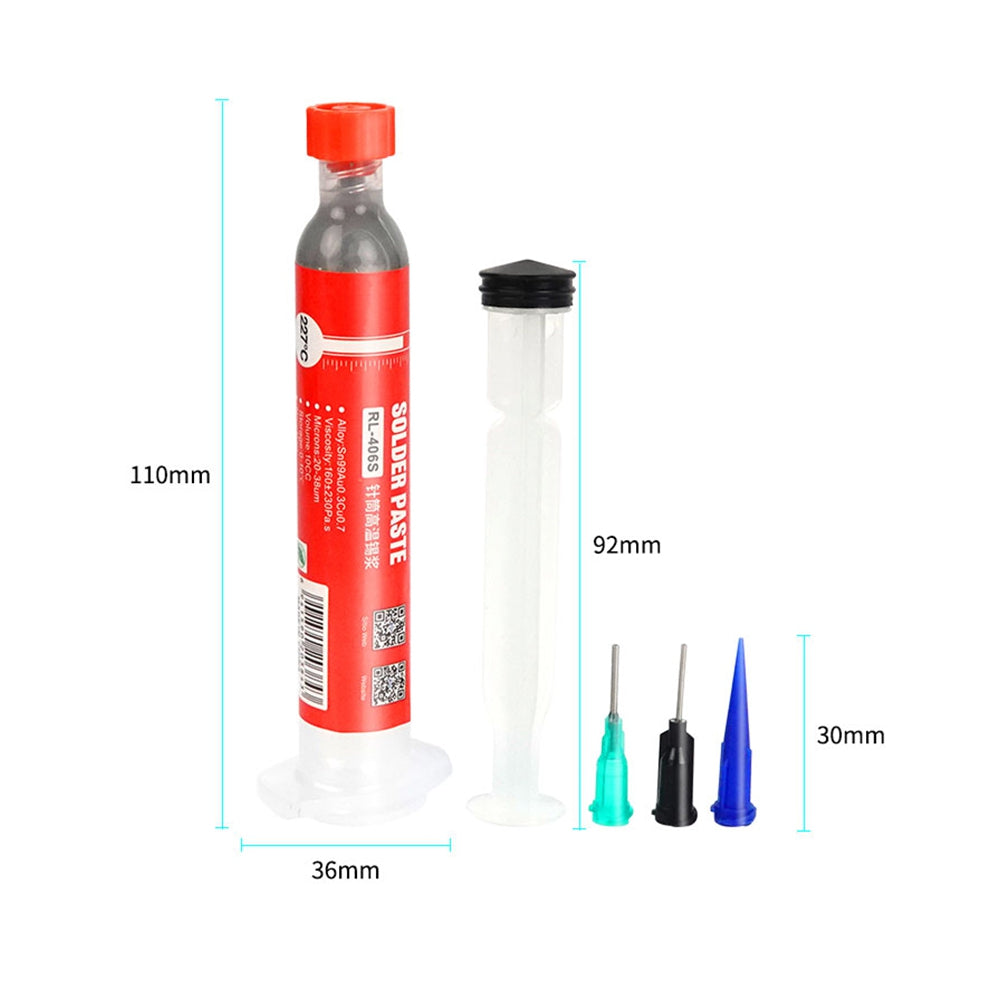 RELIFE RL-406S 227℃ Solder Paste (10CC, Matching Needle + Putter)