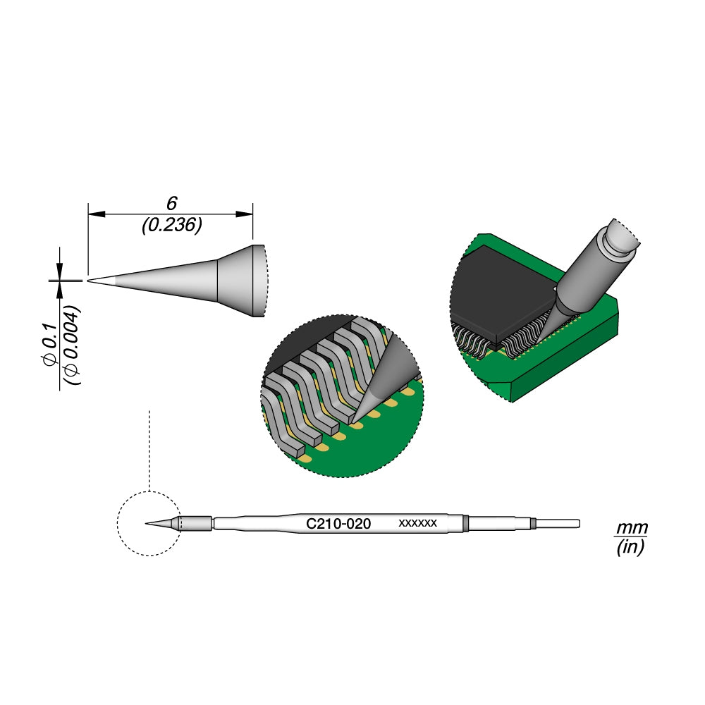 JBC C210-020 Tip Soldering Iron for T210 Handle Pen