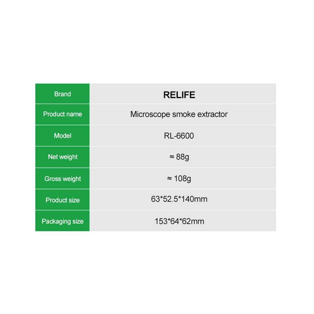 RELIFE RL-6600 Type-C Charging Powerful Microscope Smoke Extractor-Black