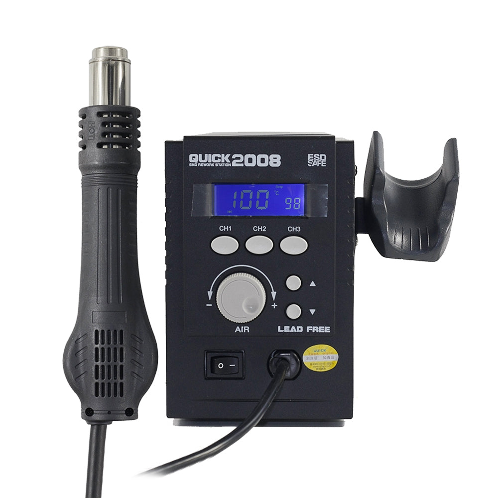 QUICK 2008 ESD Digital Display Heat Gun Welding Rework Soldering Station (Spiral Wind)