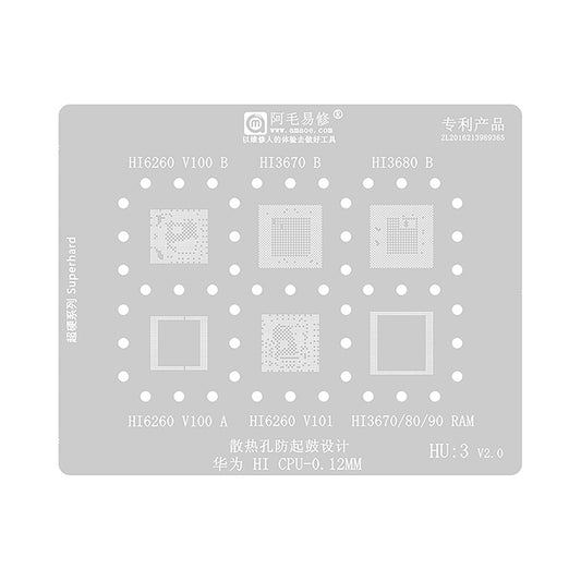 AMAOE BGA Reballing Stencil With CPU Position HU3 for Huawei HiSilicon