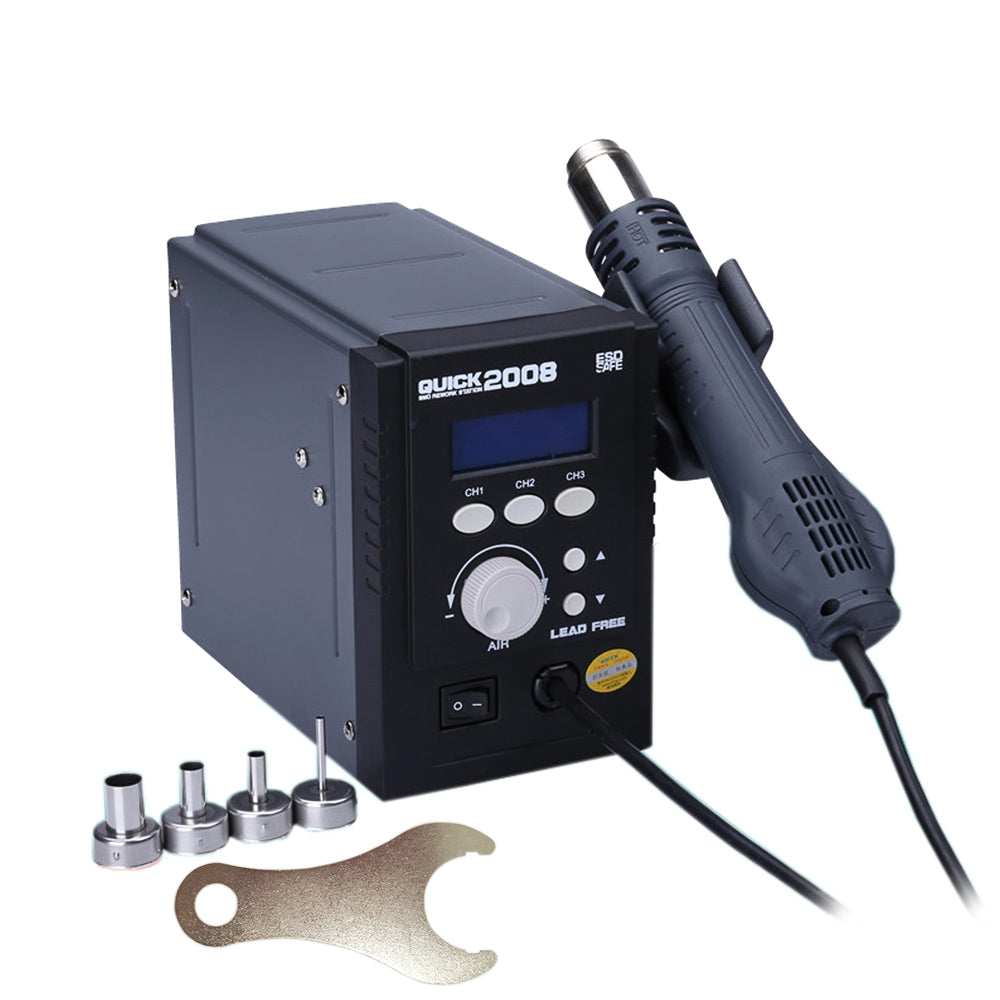 QUICK 2008 ESD Digital Display Heat Gun Welding Rework Soldering Station (Spiral Wind)
