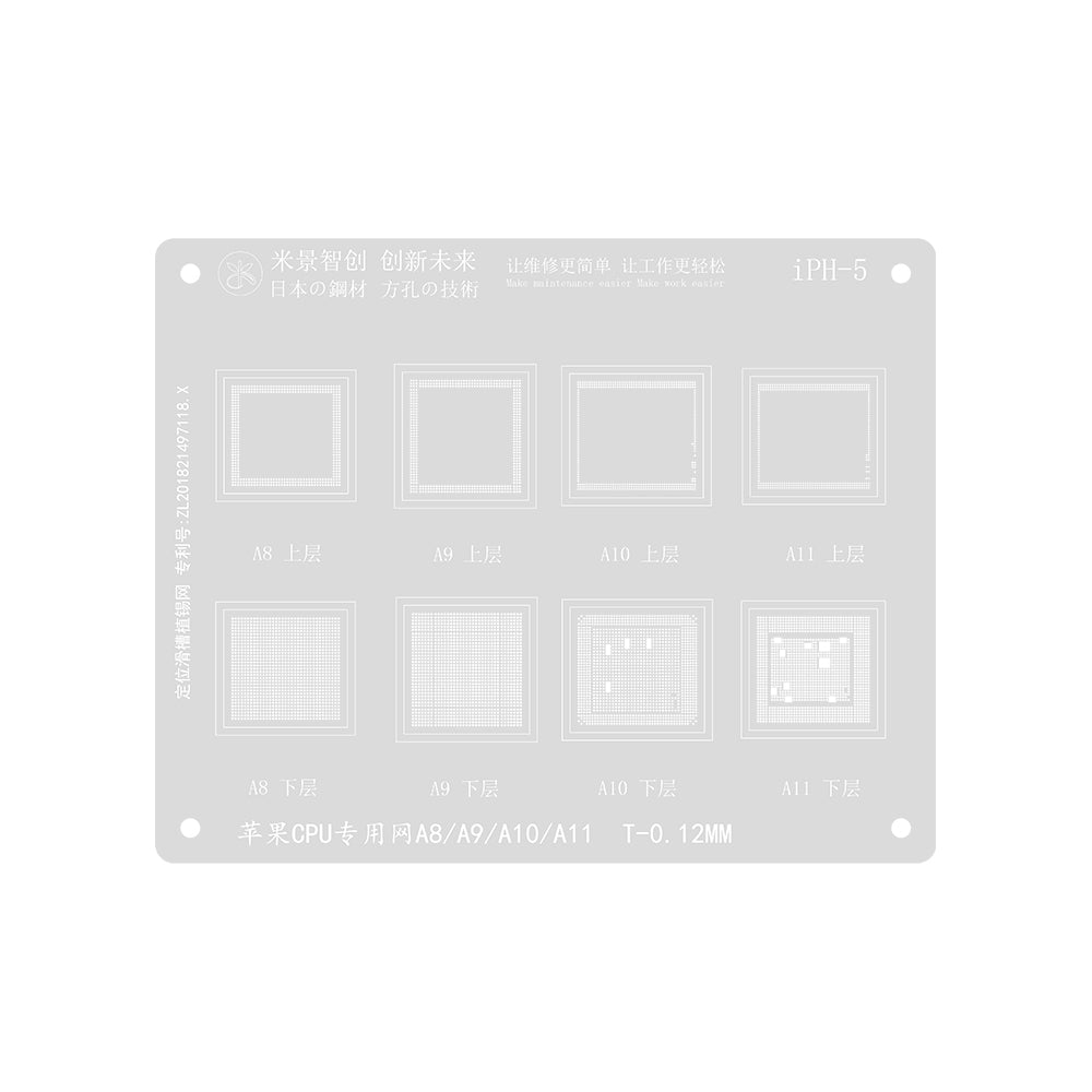 MiJing Universal CPU BGA Reballing Stencil for iPhone A8 / A9 / A10 / A11