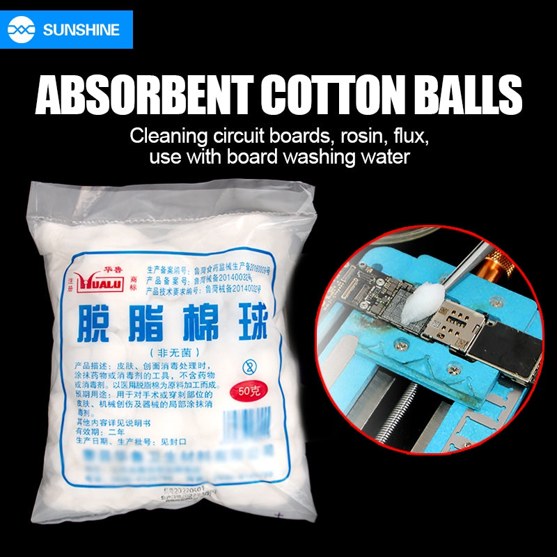 SUNSHINE Absorbent Cotton Balls For Cleaning Circuit Boards And Rosin Flux Use With Board Washing Water