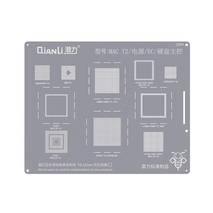 QianLi Bumblebee BGA Reballing Stencil (QS96) for MAC T2 / Power / EC / Hard Disk Main Control