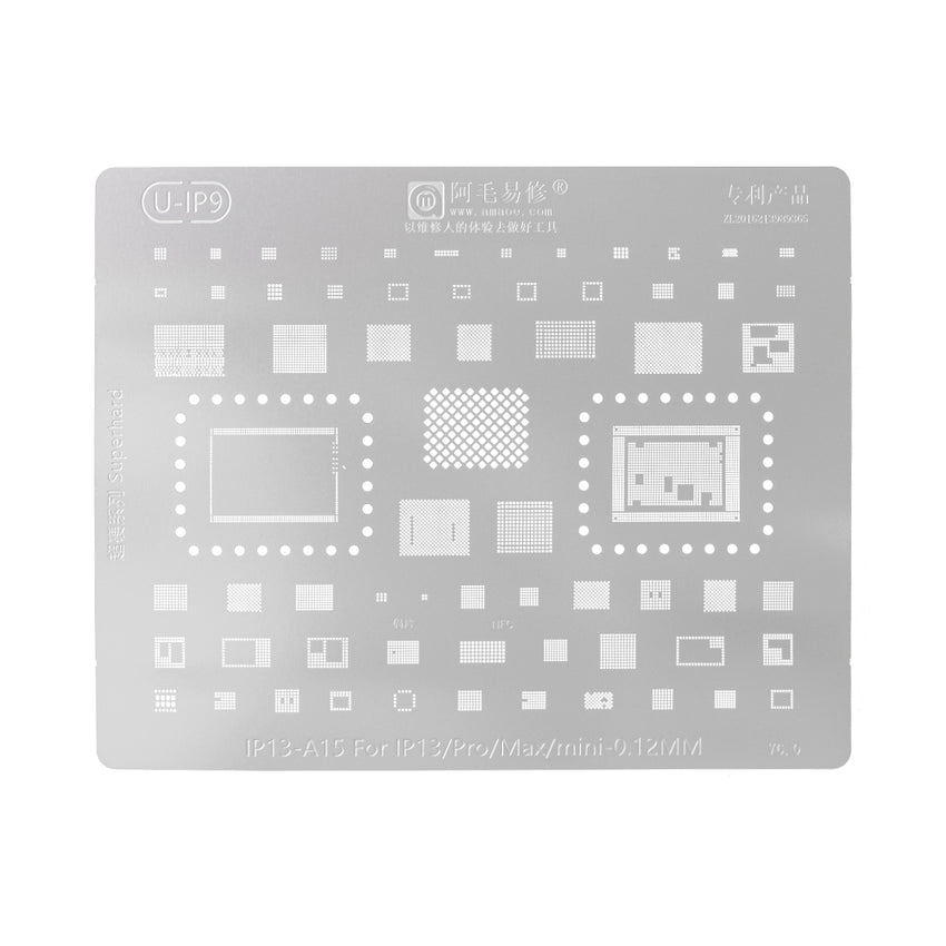 AMAOE BGA Reballing Stencil With CPU Position for iPhone 13 / 13 mini / 13 Pro / 13 Pro Max-A15