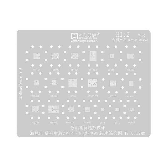 AMAOE BGA Reballing Stencil With CPU Position Hi2 for Huawei HiSilicon