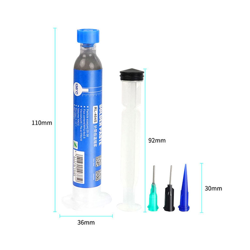 RELIFE RL-404S 138℃ Solder Paste (10CC, Matching Needle + Putter)