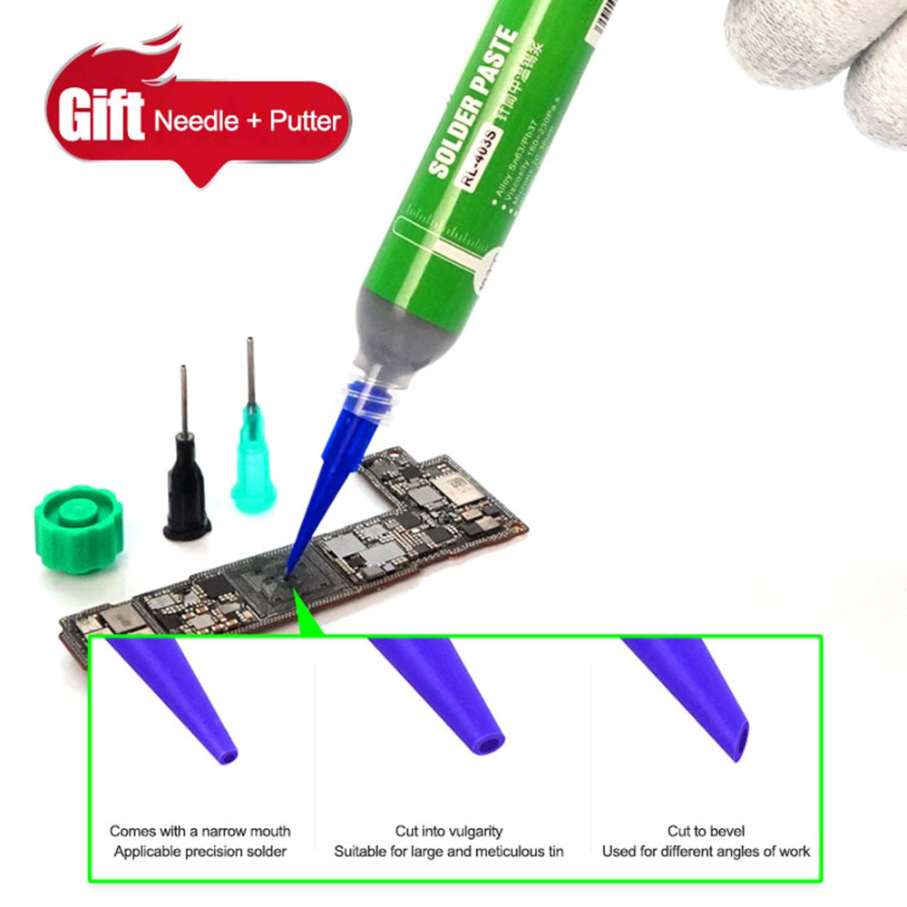 RELIFE RL-403S 183℃ Solder Paste (10CC, Matching Needle + Putter)