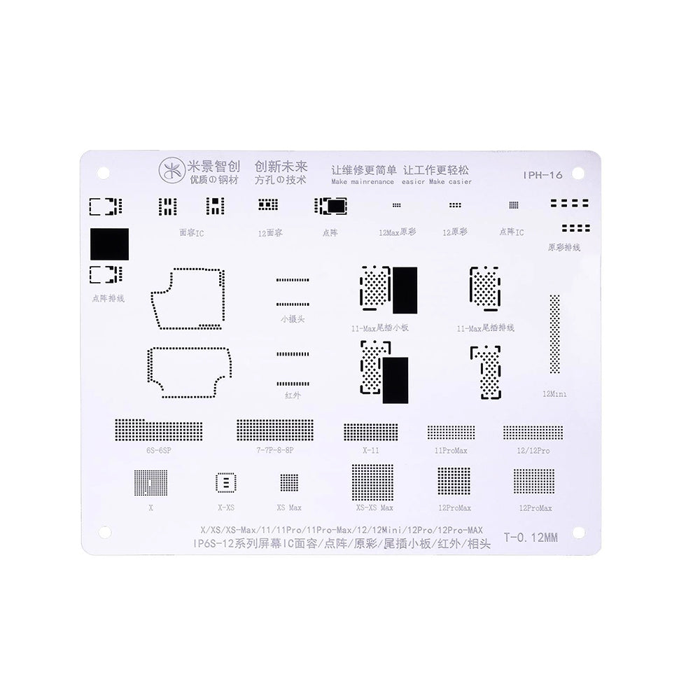MiJing High Precision BGA Reballing Stencil for iPhone X-12 Series