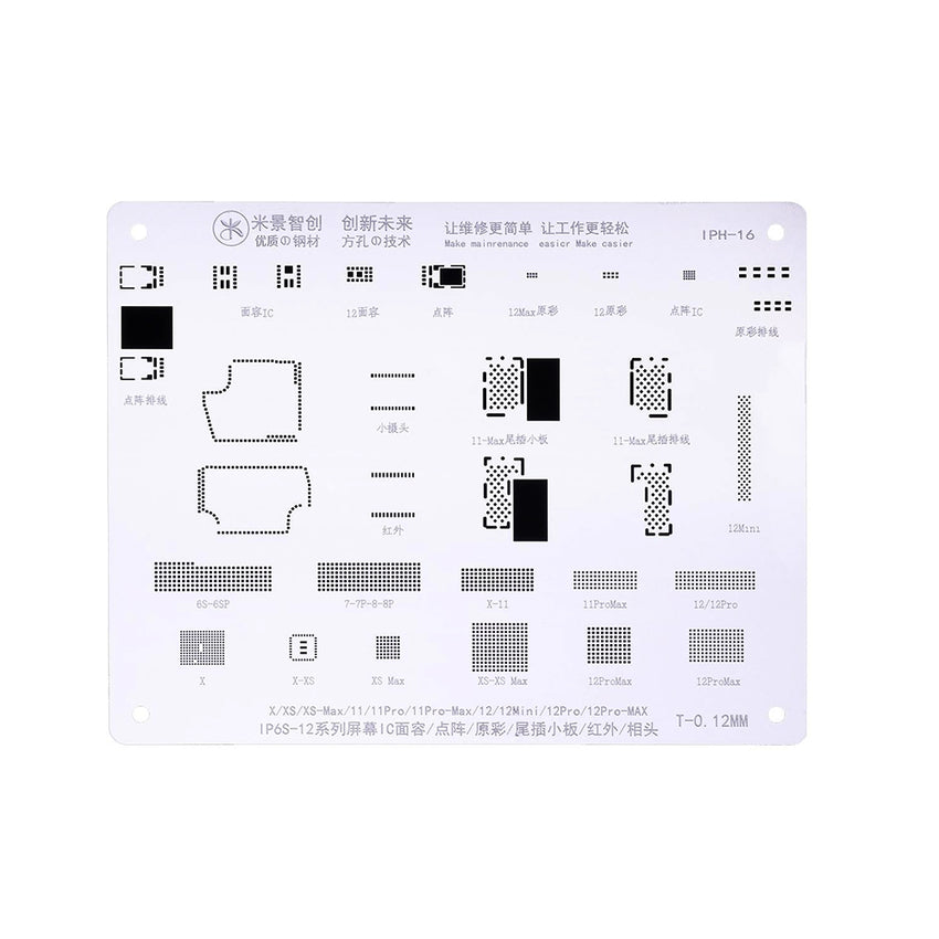 MiJing High Precision BGA Reballing Stencil for iPhone X-12 Series