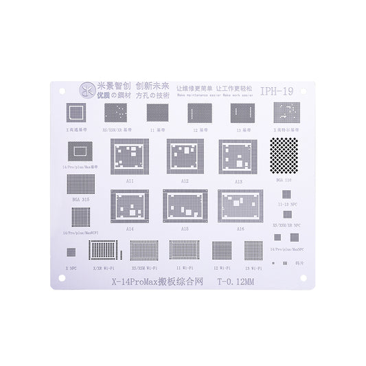 MiJing High Precision BGA Reballing Stencil for iPhone X-14 Series