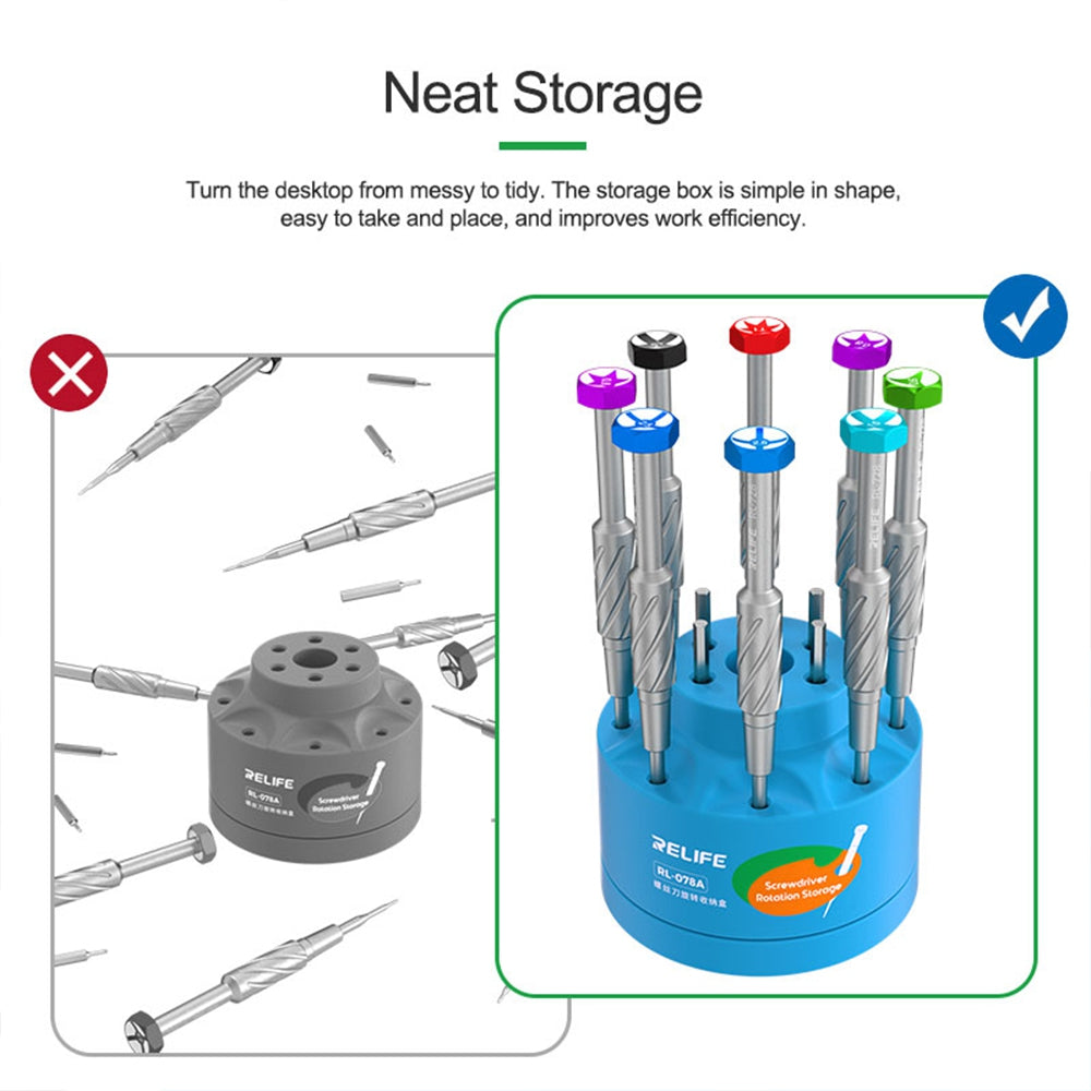 RELIFE RL-078A Screwdriver Rotating Storage