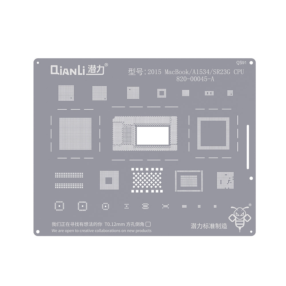 QianLi Bumblebee BGA Reballing Stencil (QS91) for 2015 MacBook / A1534 / SR23G CPU 820-00045-A