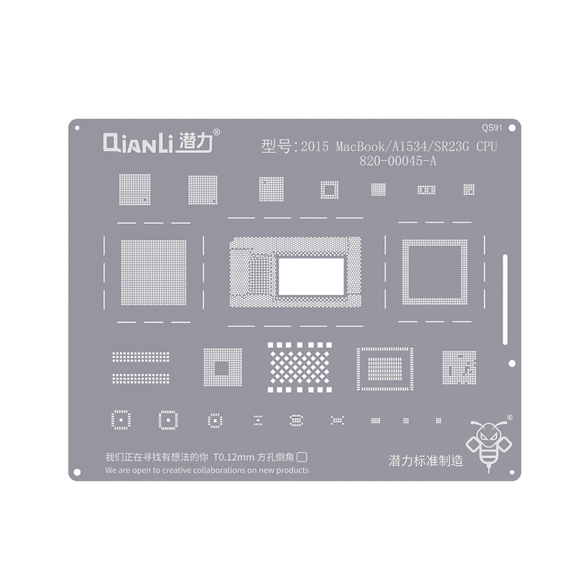 QianLi Bumblebee BGA Reballing Stencil (QS91) for 2015 MacBook / A1534 / SR23G CPU 820-00045-A