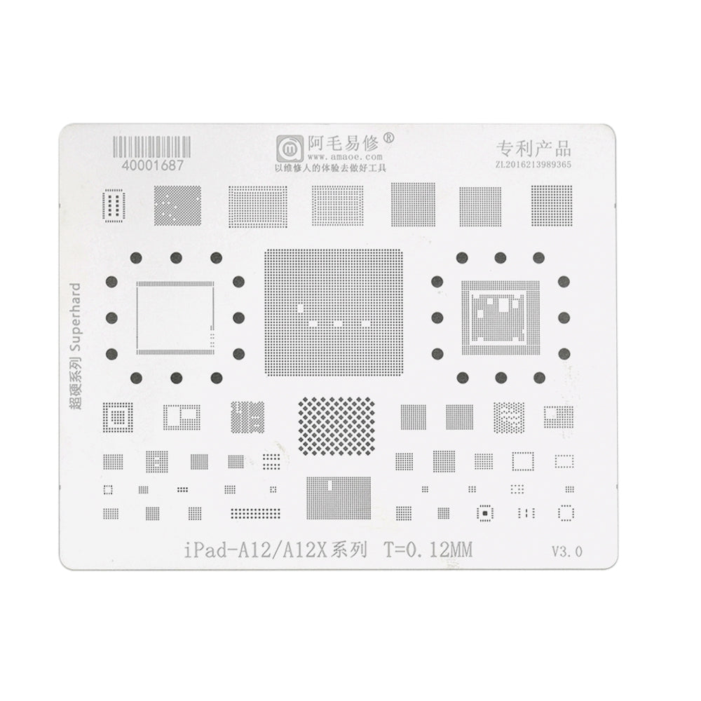 AMAOE BGA Reballing Stencil With CPU Position for iPad A12 / A12X Series