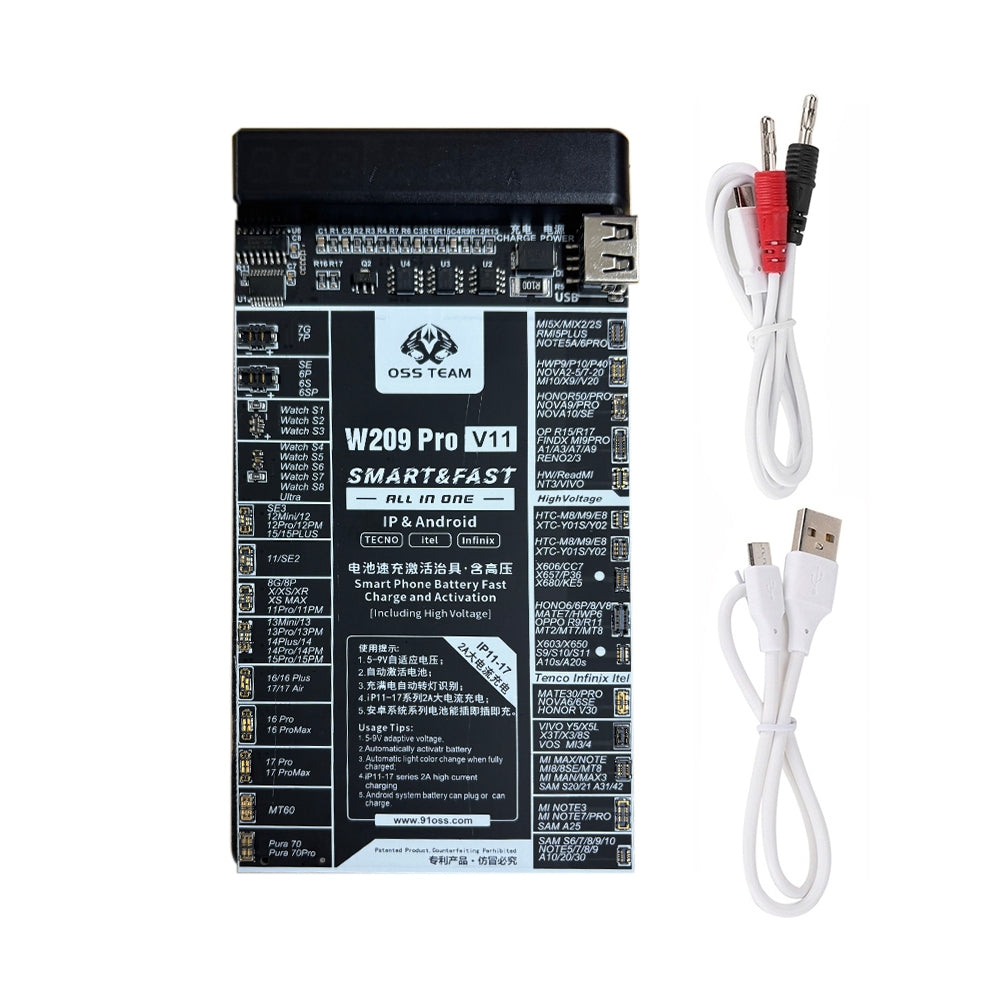 OSS TEAM W209 Pro V11 Battery Fast Charging Activation Board Test Tool for iPhone 6-17 Pro Max