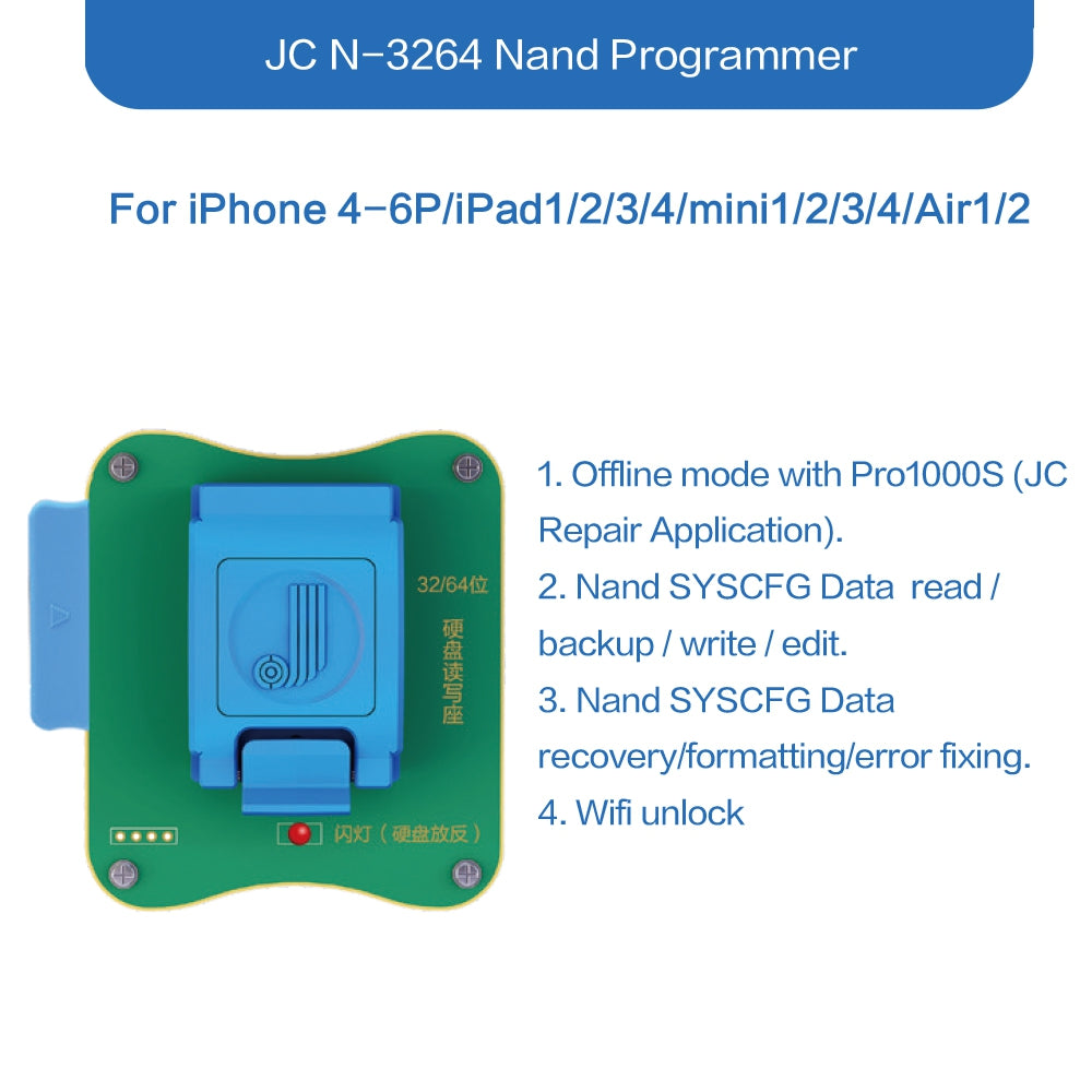 JC Module 32/64 BIT NAND Read/Write Programmer for iPhone 4-6P/iPad1/2/3/4/mini1/2/3/4/Air1/2