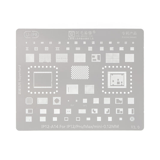 AMAOE BGA Reballing Stencil With CPU Position for iPhone 12 / 12 mini / 12 Pro / 12 Pro Max-A14